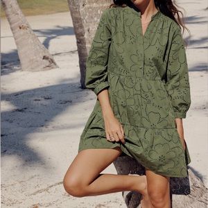 Green embroidered Zara dress